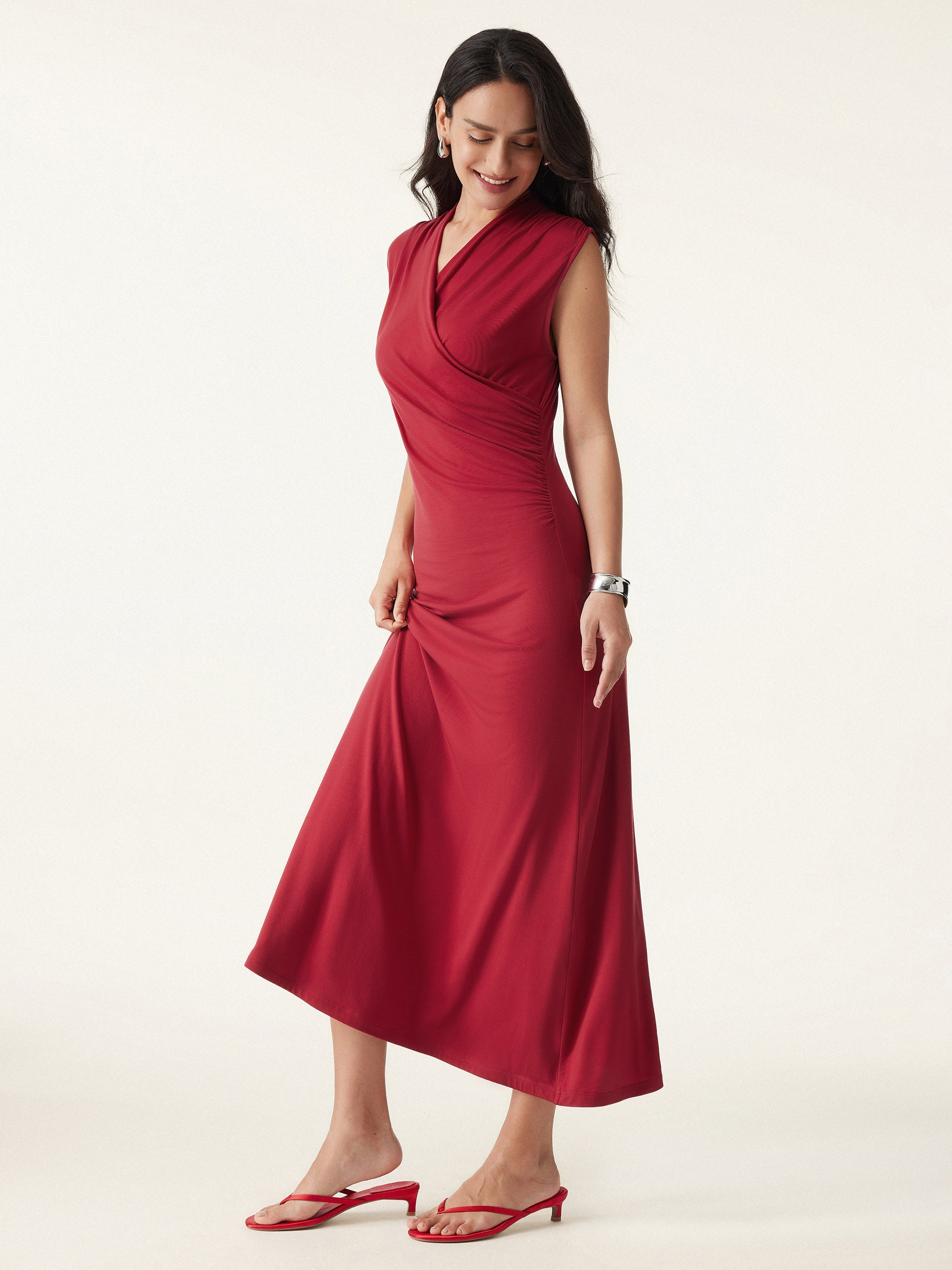 Ultrasoft Tencel Surplice Gathered Maxi Dress Ultrasoft Tencel Surplice Gathered Maxi Dress