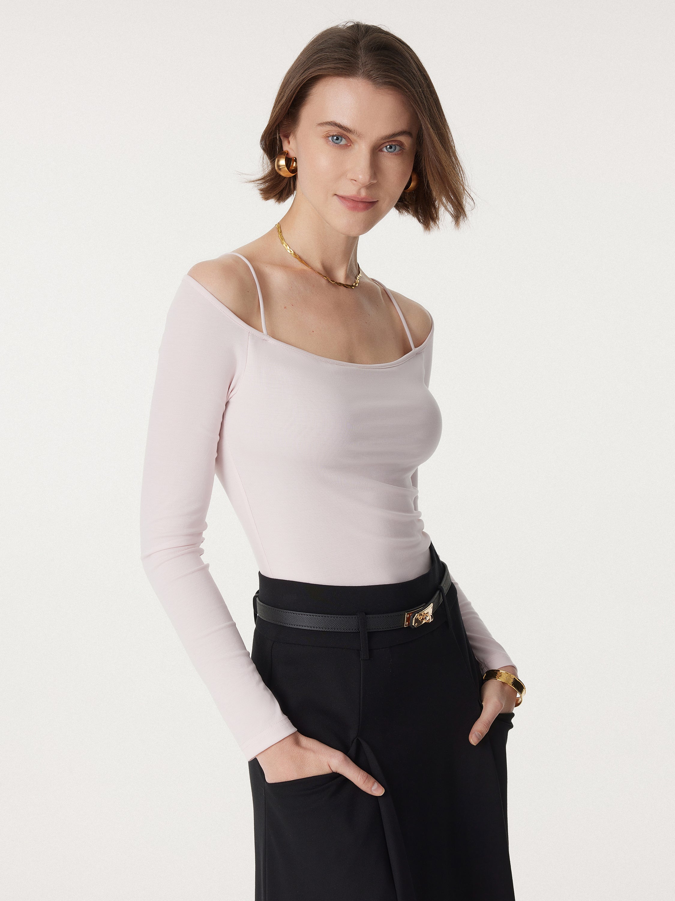 Non-sheer Off Shoulder New Airy Brami Top Non-sheer Off Shoulder New Airy Brami Top