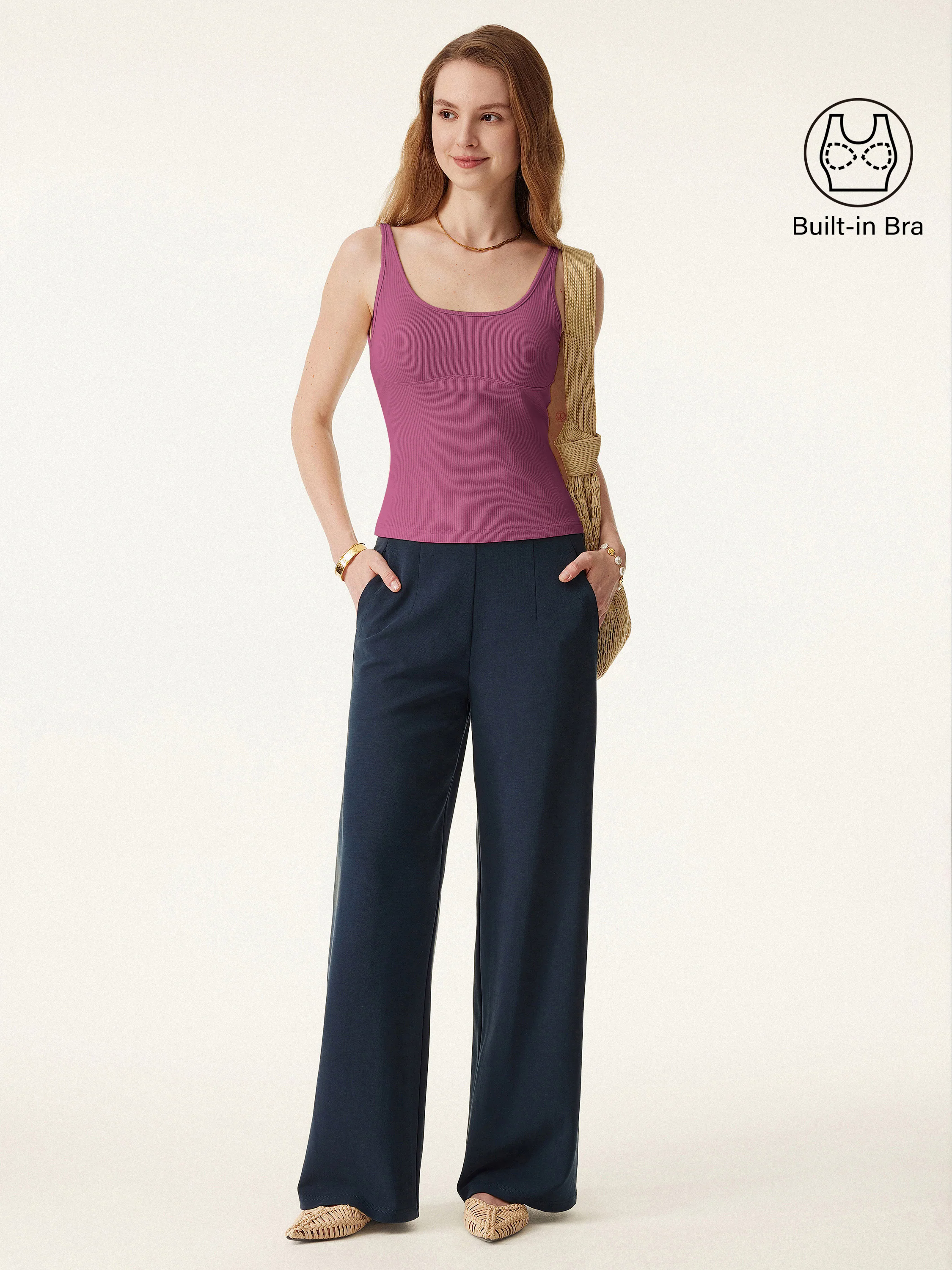 Sculpted Scoop Neck Ribbed Brami Tank