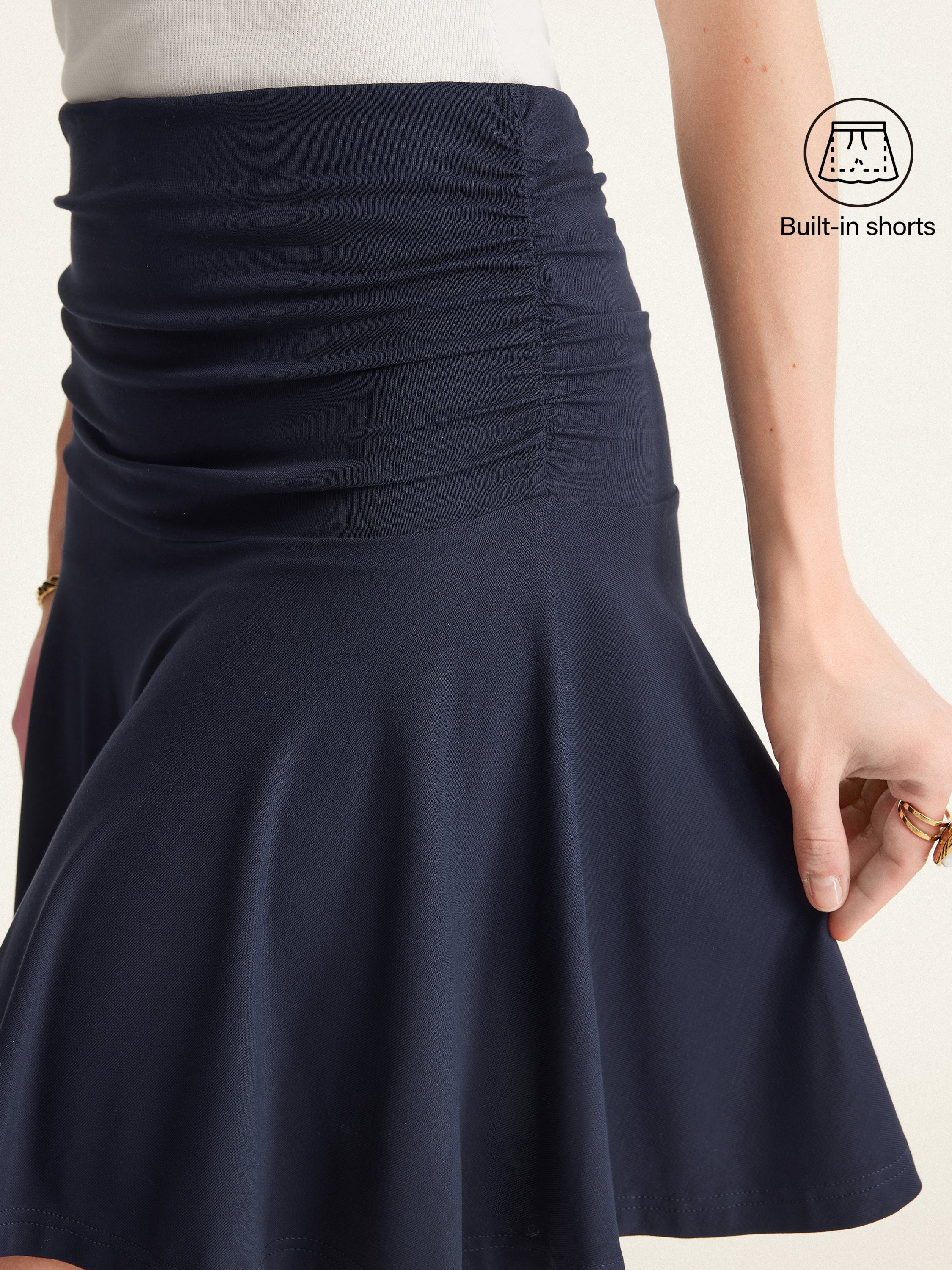 Essential Ruched Mini Circle Skirt with Lined Shorts Essential Ruched Mini Circle Skirt with Lined Shorts