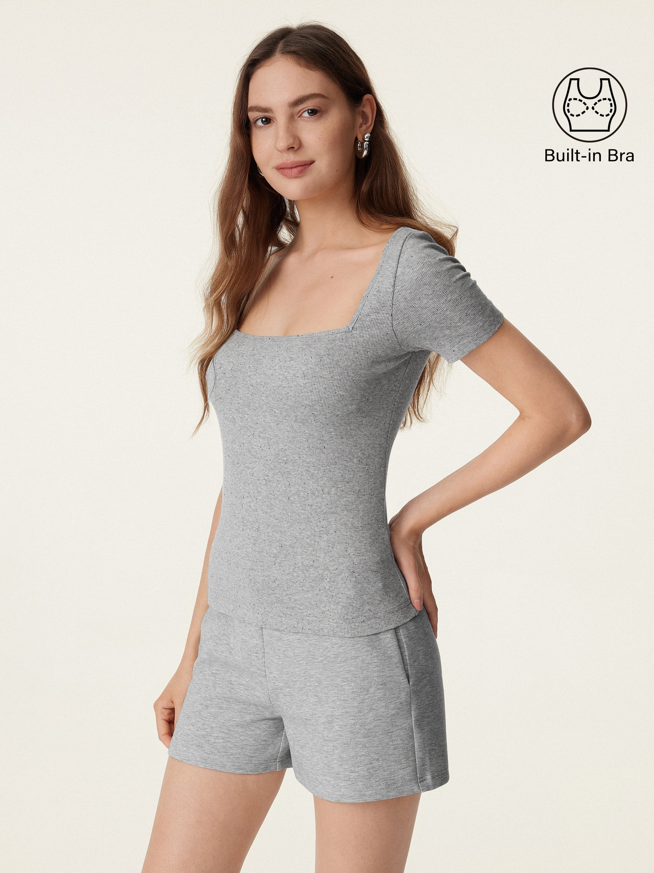 Square Neck Short Sleeve Cotton New Airy Brami Square Neck Short Sleeve Cotton New Airy Brami
