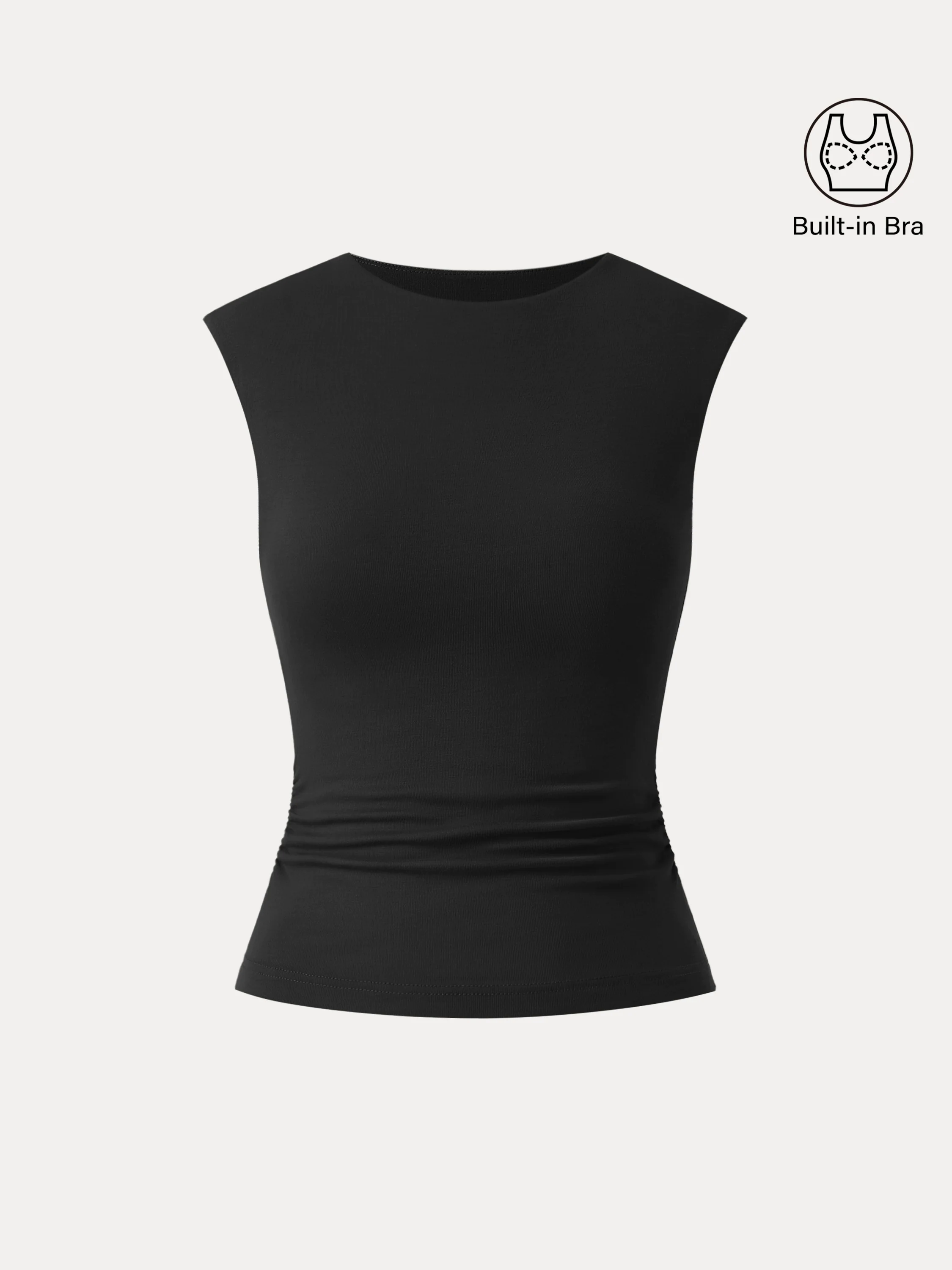 Sleek Crewneck Side Ruched Slimming Brami Tank Sleek Crewneck Side Ruched Slimming Brami Tank