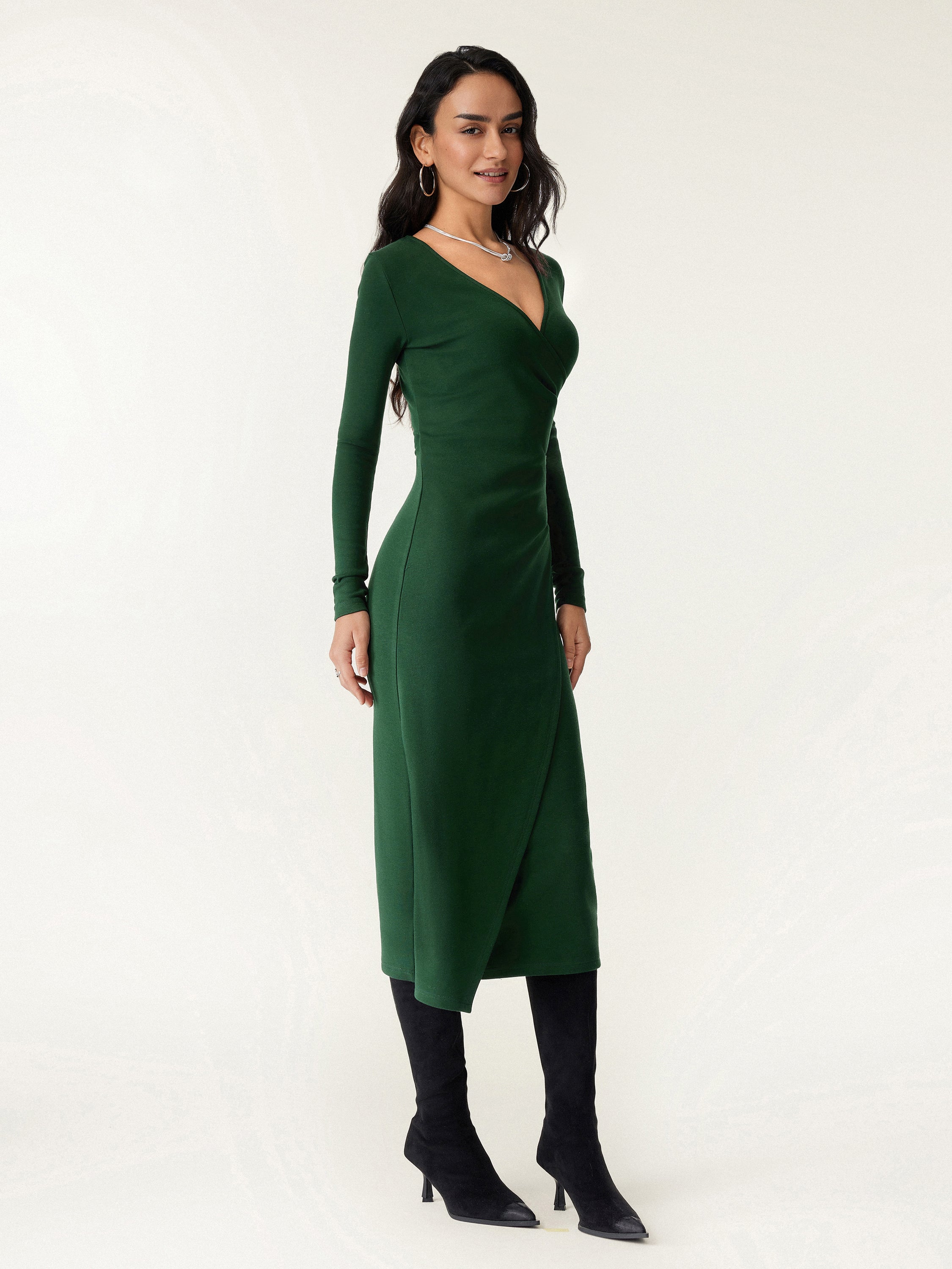Surplice Wrap Long Sleeve Dress Surplice Wrap Long Sleeve Dress