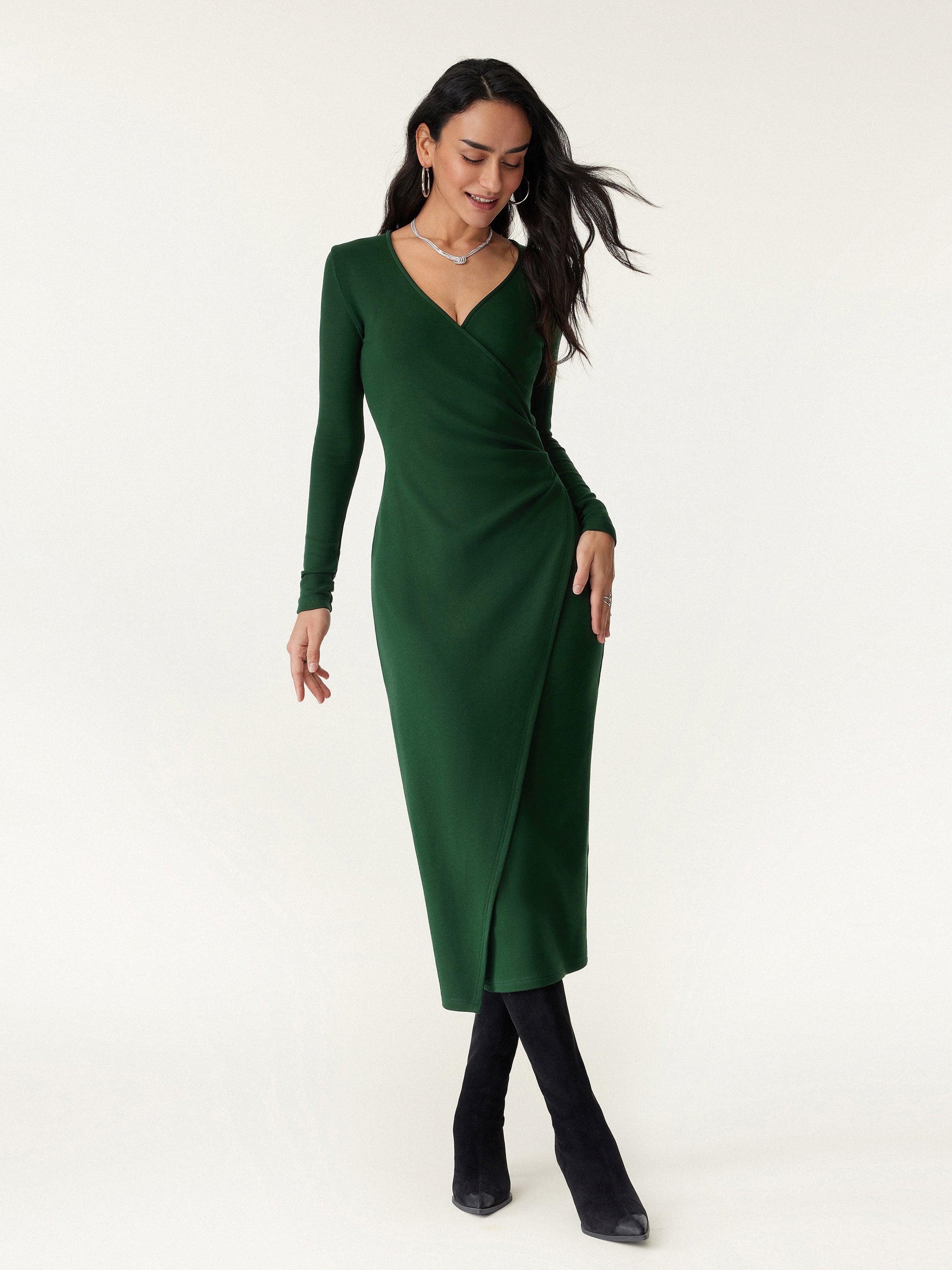 Surplice Wrap Long Sleeve Dress Surplice Wrap Long Sleeve Dress
