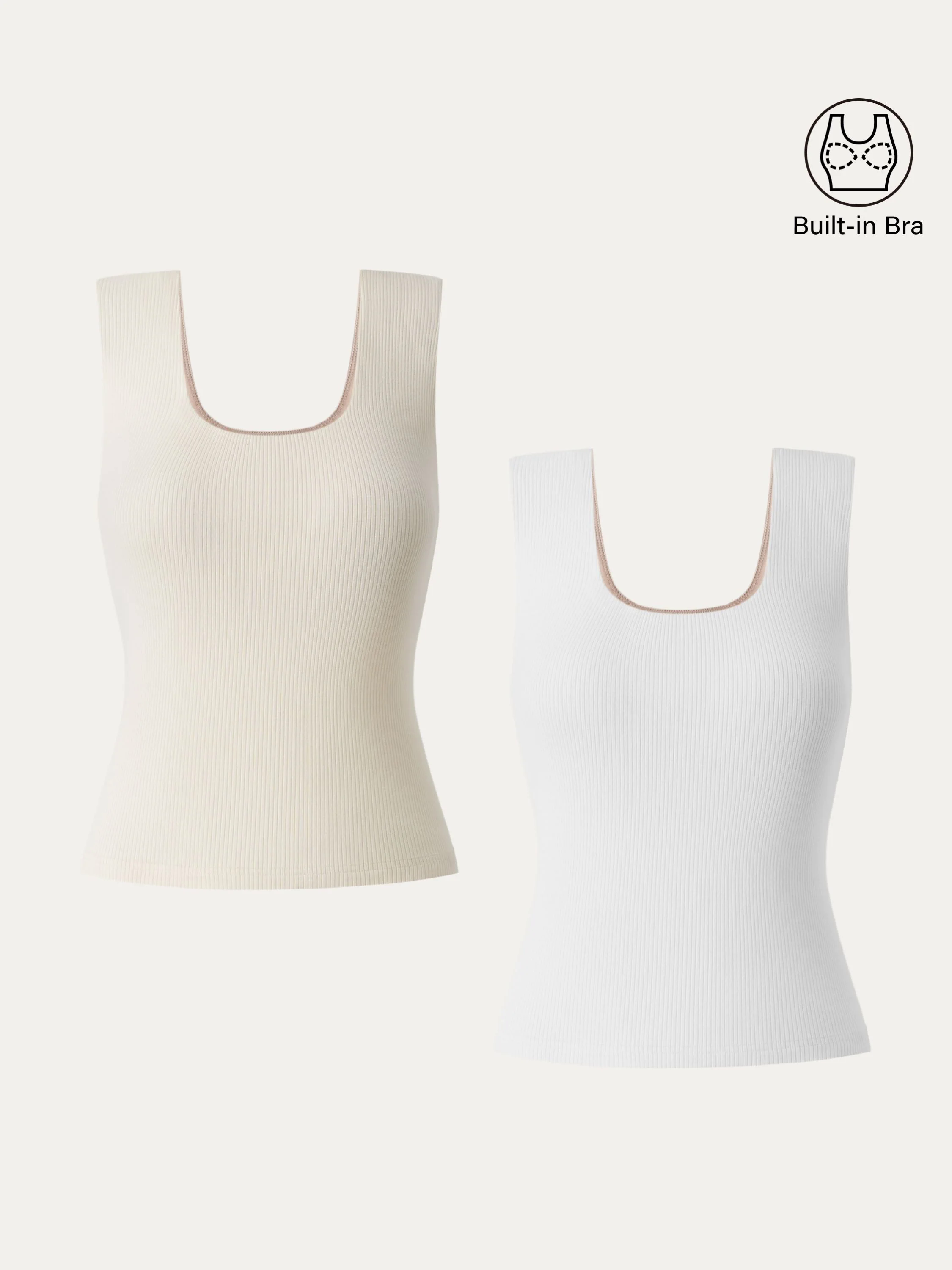 Stretch Cotton Wide Strap Ribbed Brami Tank Stretch Cotton Wide Strap Ribbed Brami Tank