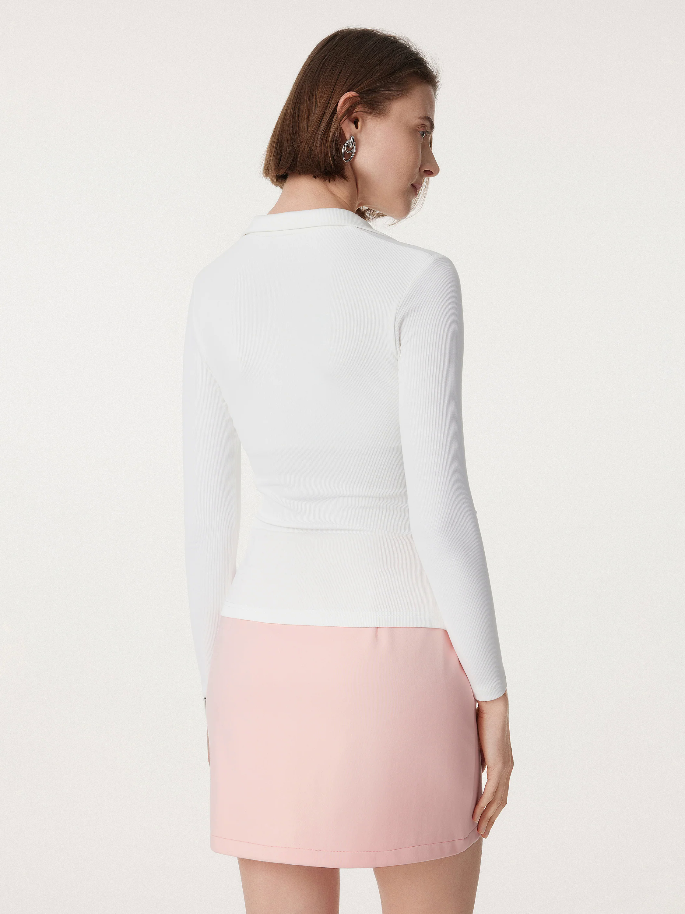 Polo Neck Ribbed Side Ruching Brami Top Polo Neck Ribbed Side Ruching Brami Top