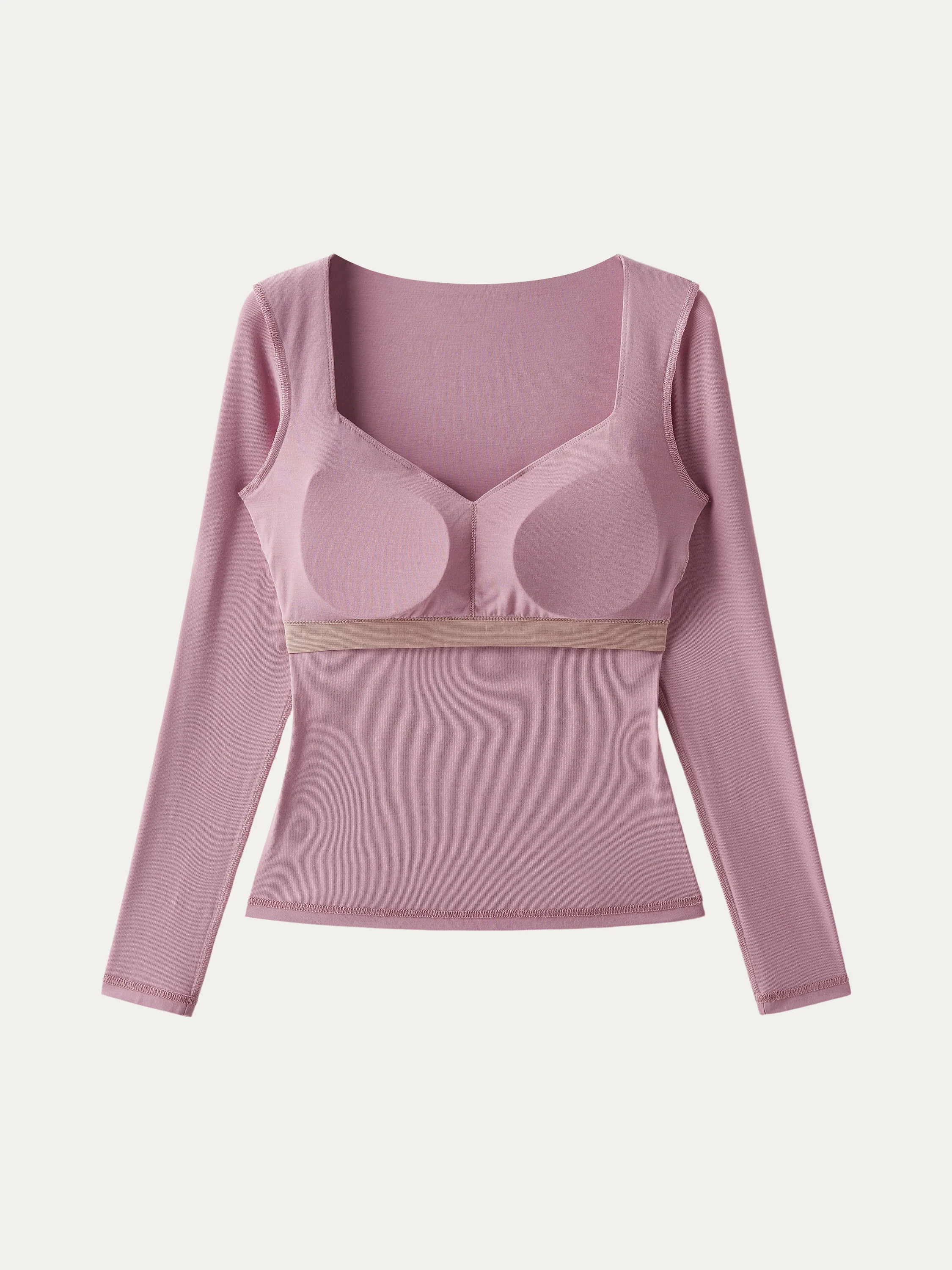 Sweetheart Neck Long Sleeve Lightweight Brami Top Sweetheart Neck Long Sleeve Lightweight Brami Top