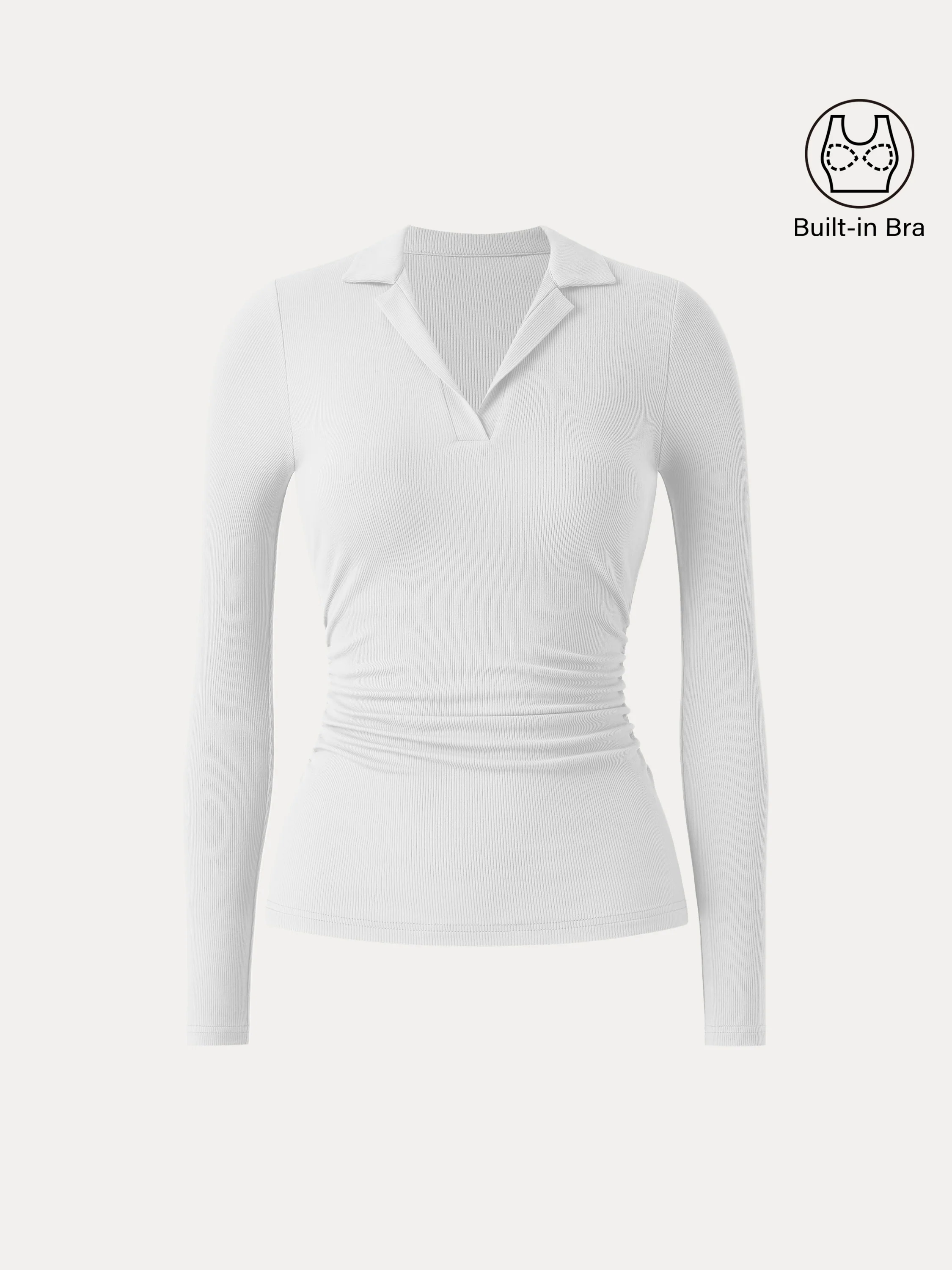 Polo Neck Ribbed Side Ruching Brami Top Polo Neck Ribbed Side Ruching Brami Top
