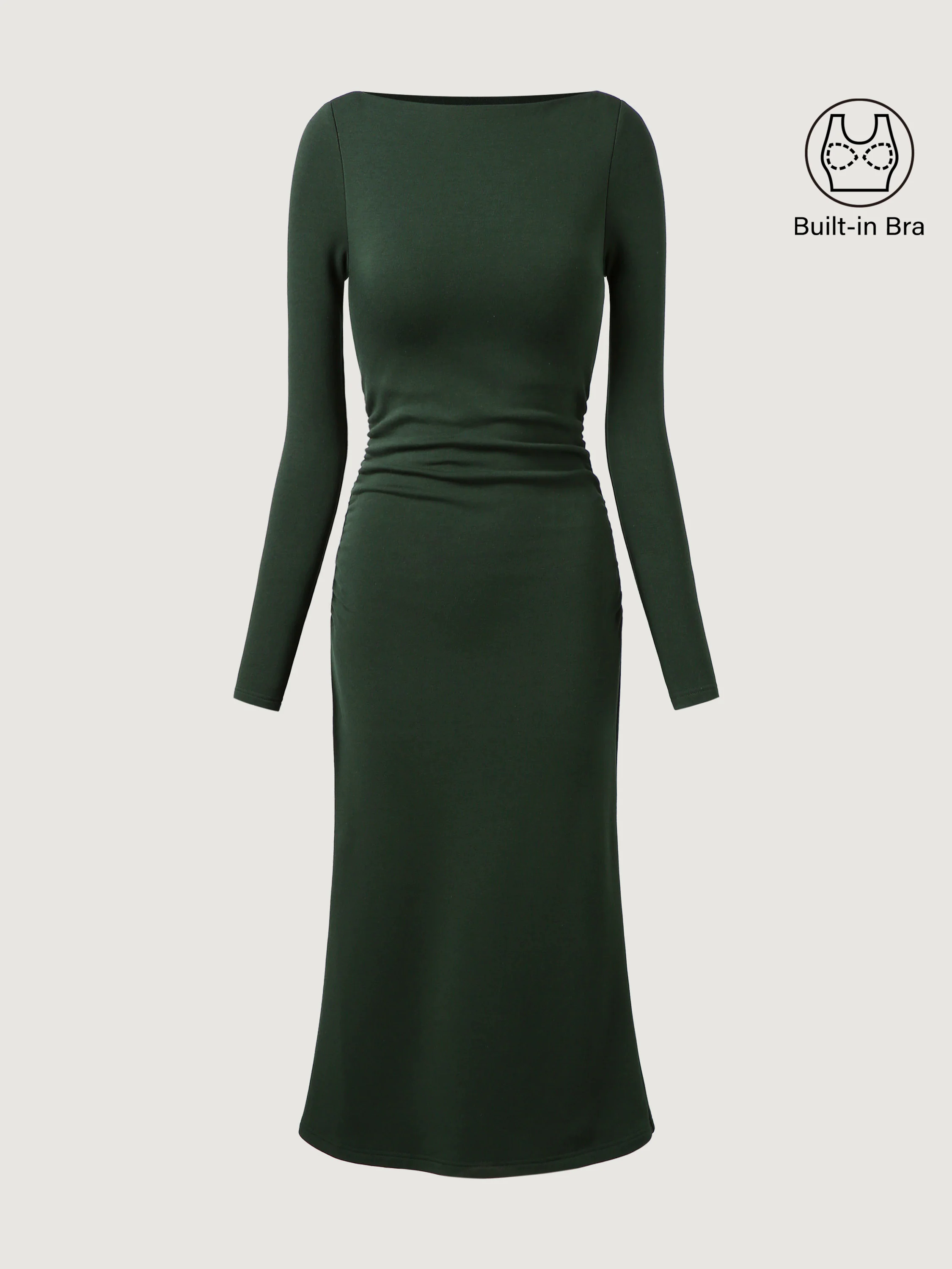 Thermal Boatneck Ruched Sides Brami Midi Dress Thermal Boatneck Ruched Sides Brami Midi Dress