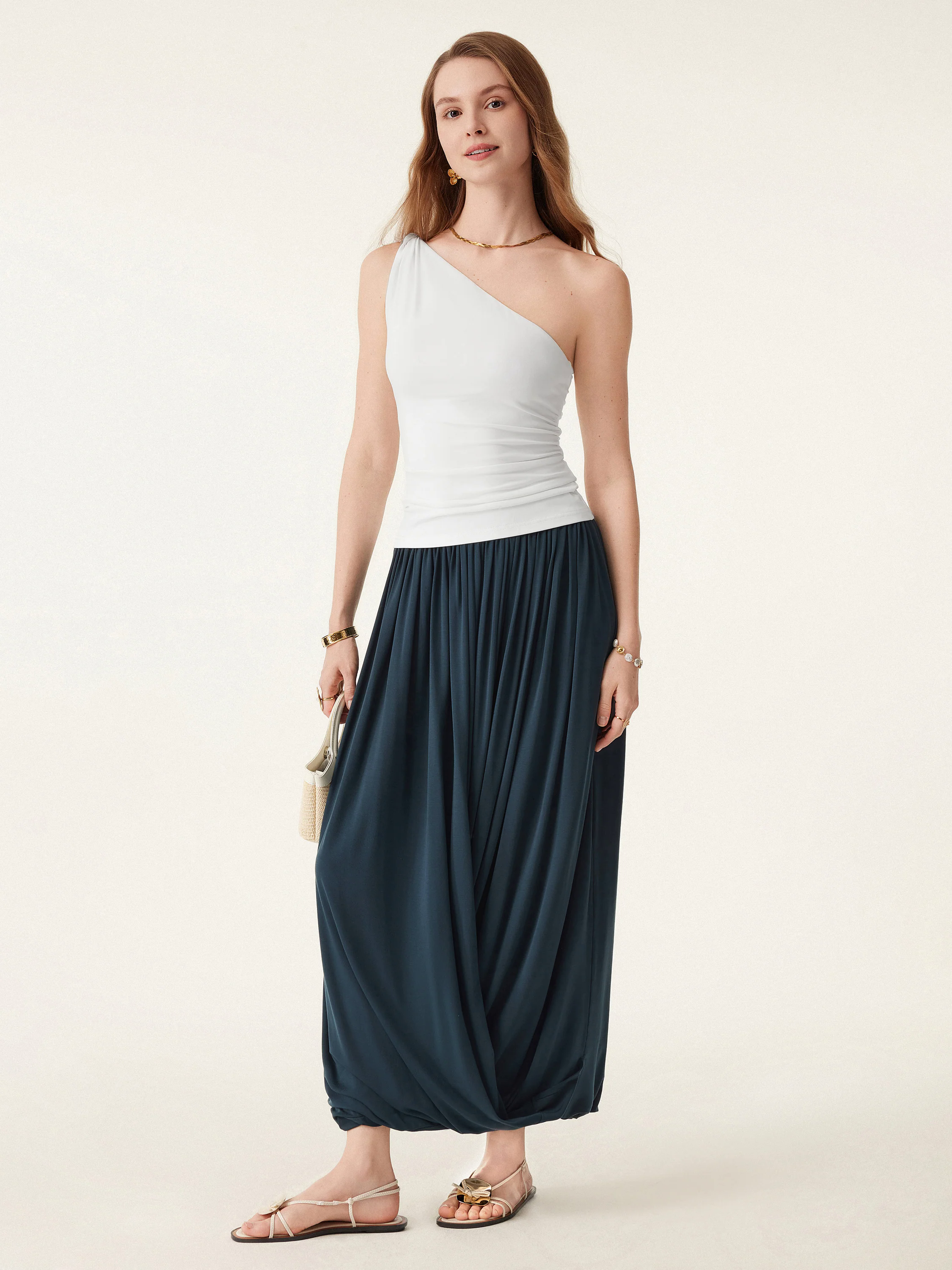 Artsy Twisted Hem Maxi Pull-on Skirt Artsy Twisted Hem Maxi Pull-on Skirt