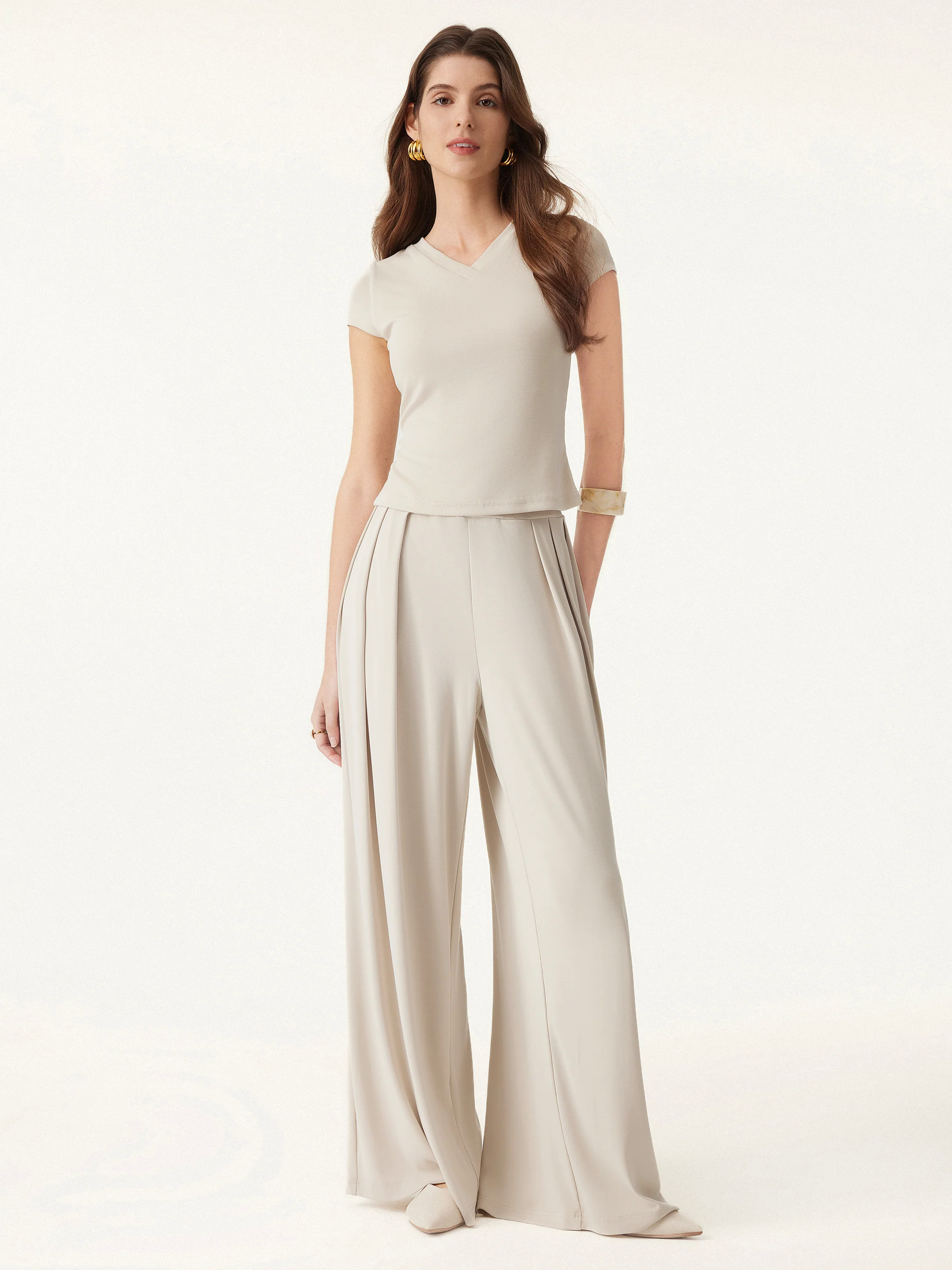 Sandwashed V-neck Short Sleeve Brami Sandwashed V-neck Short Sleeve Brami