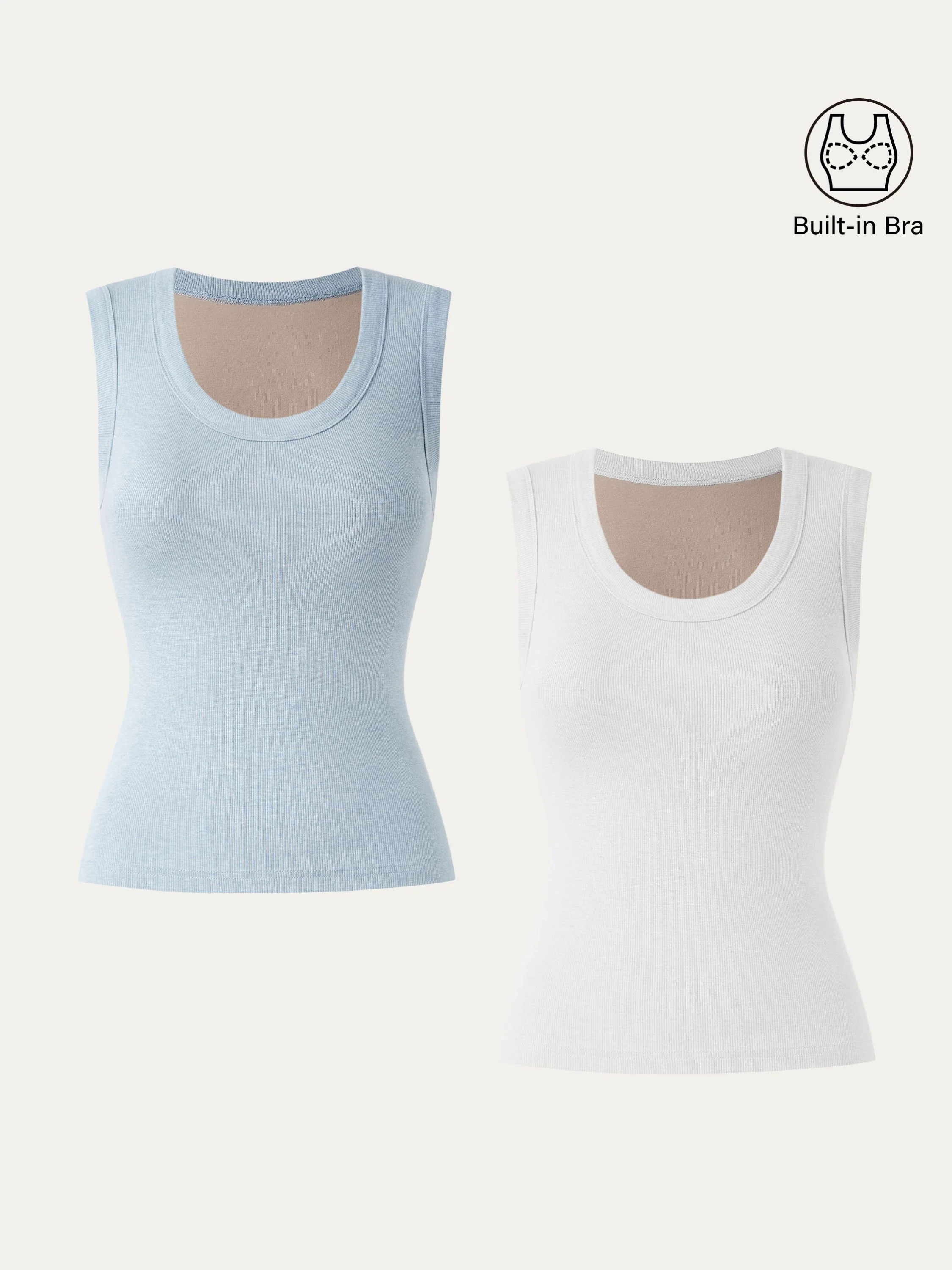 2Pcs Set Stretch Cotton Scoopneck New Airy Brami Tank 2Pcs Set Stretch Cotton Scoopneck New Airy Brami Tank