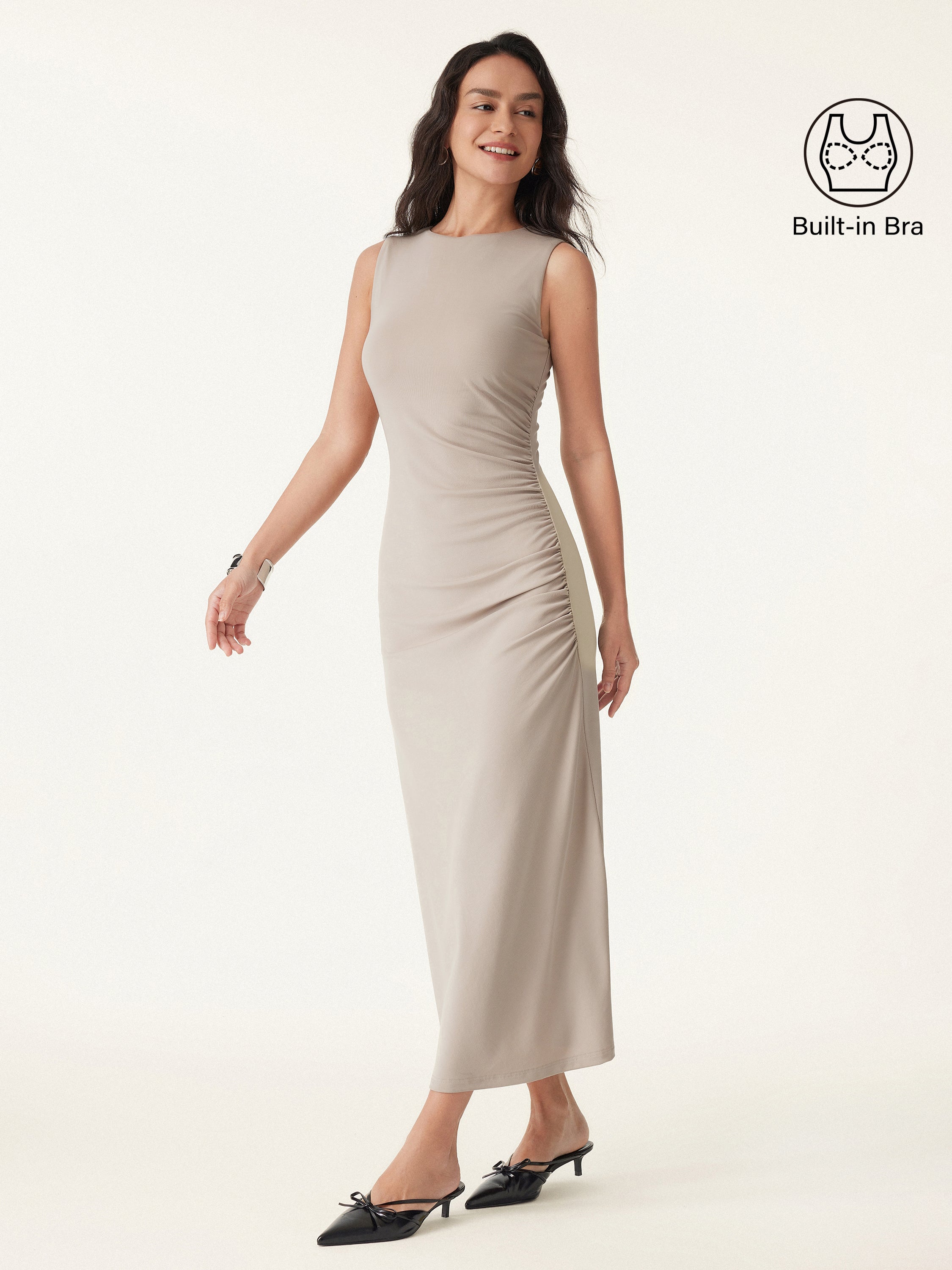 Side Ruched Midi Brami Dress Side Ruched Midi Brami Dress