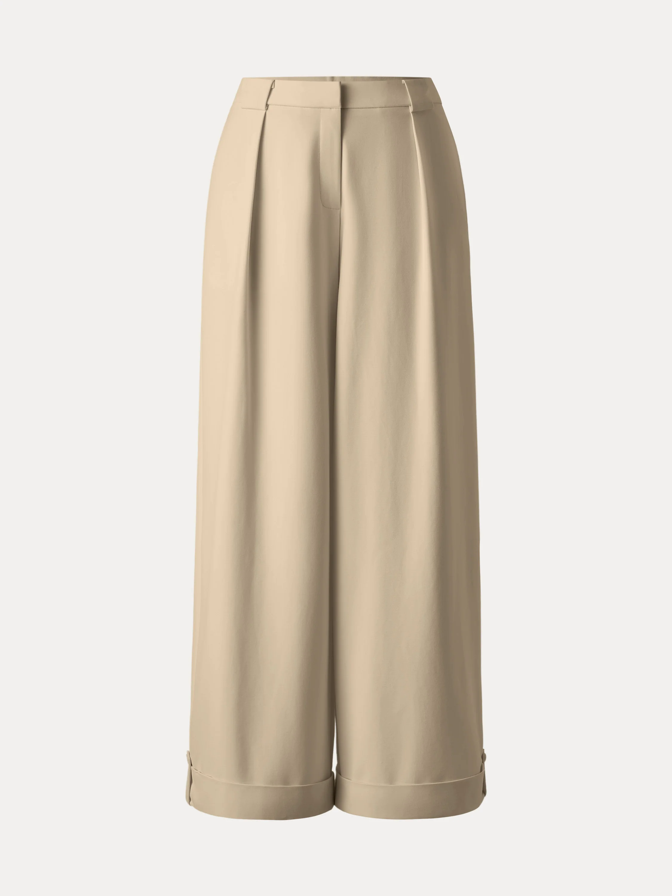 Bamboo Ponte Mid Rise Wide Leg Trouser with Fold-up Hem Bamboo Ponte Mid Rise Wide Leg Trouser with Fold-up Hem