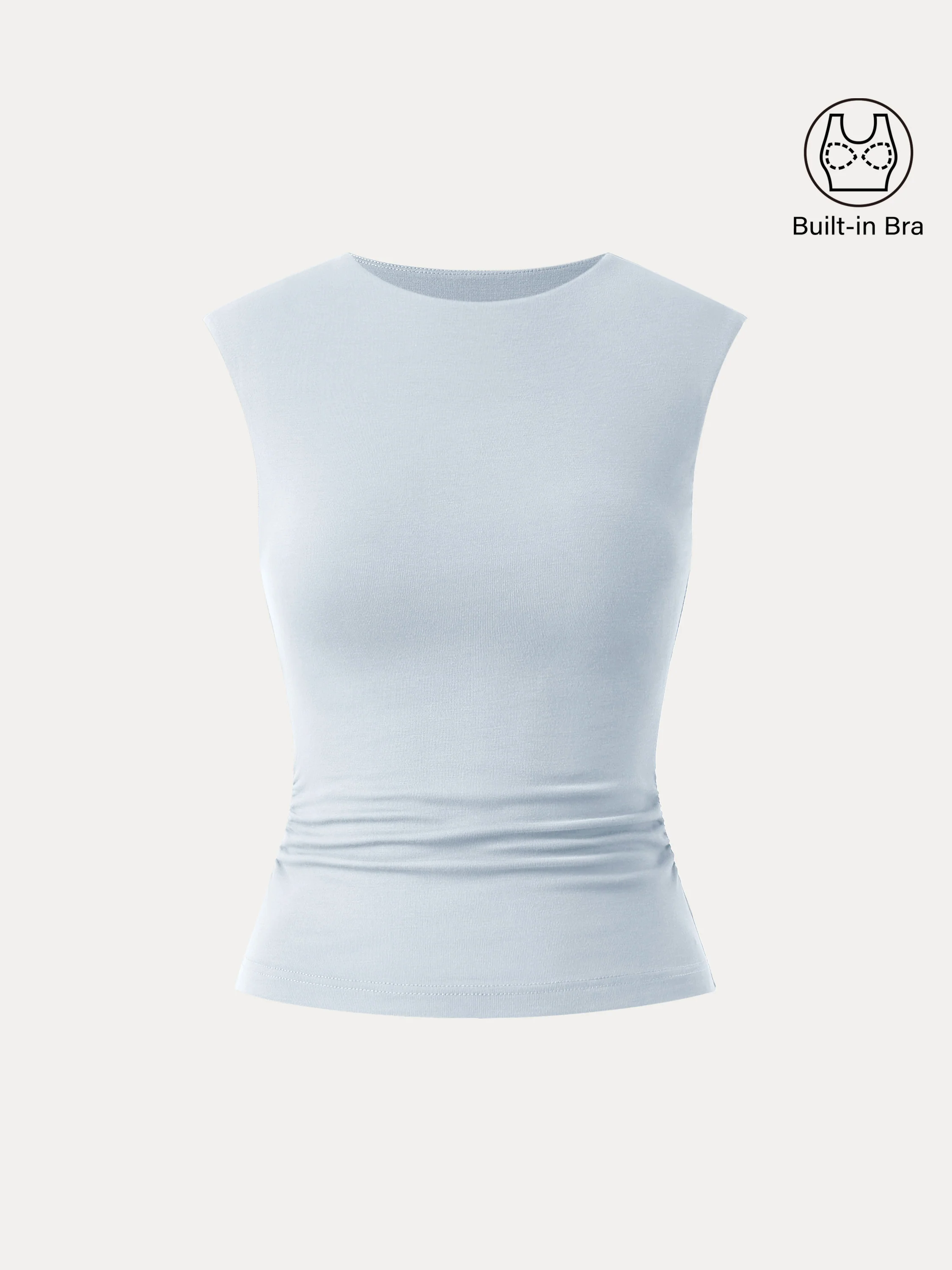 Sleek Crewneck Side Ruched Slimming Brami Tank Sleek Crewneck Side Ruched Slimming Brami Tank