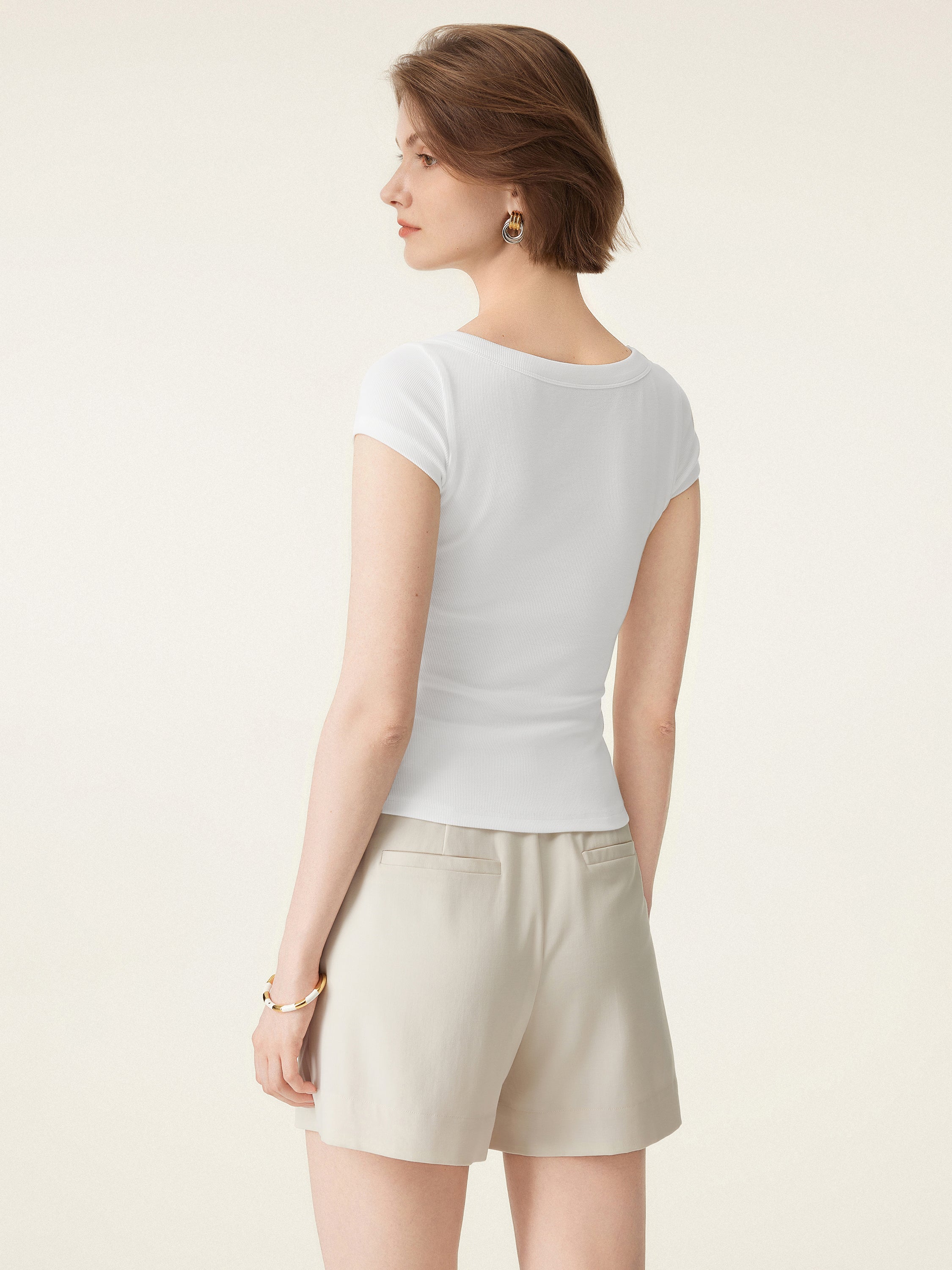 2Pcs Set Stretch Cotton Square Neck Cap Sleeve Brami 2Pcs Set Stretch Cotton Square Neck Cap Sleeve Brami