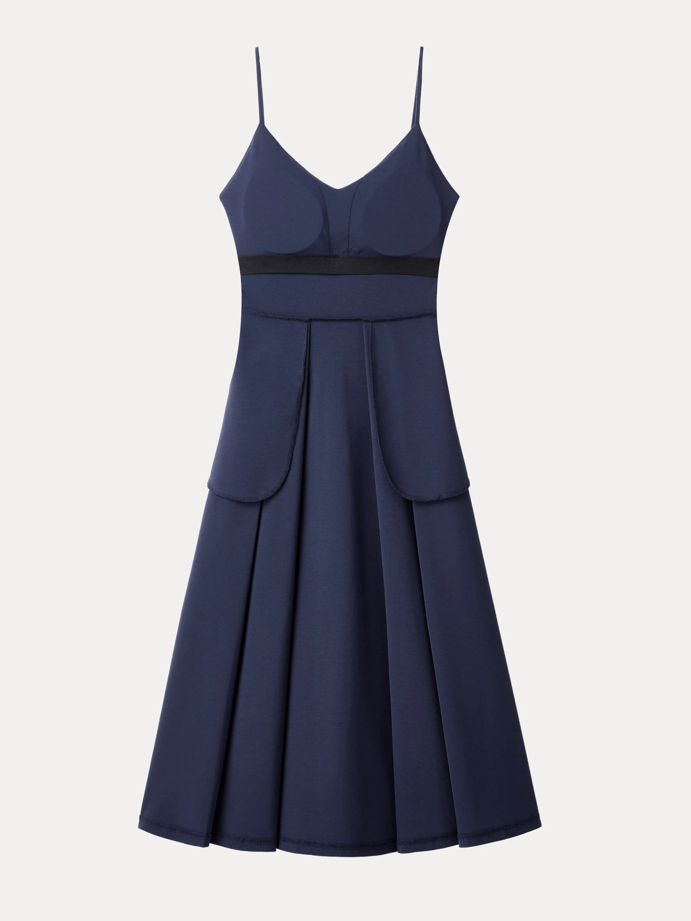 Bamboo Ponte V-neck Fit-and-flare Midi Brami Sundress with Pockets Bamboo Ponte V-neck Fit-and-flare Midi Brami Sundress with Pockets