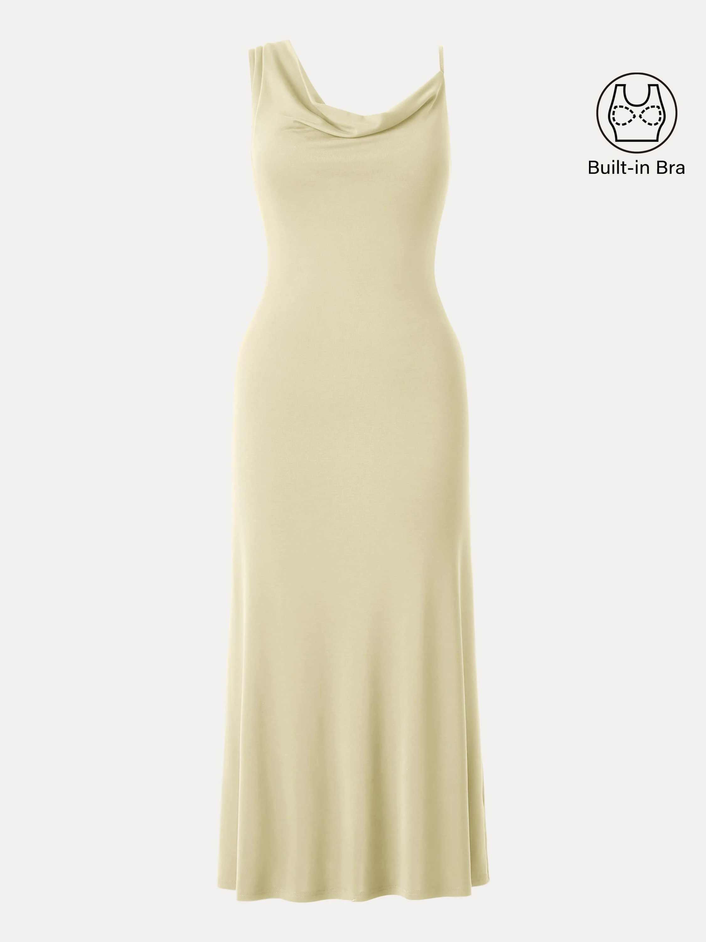 Sandwashed Asymmetrical Cowl Midi Brami Dress Sandwashed Asymmetrical Cowl Midi Brami Dress