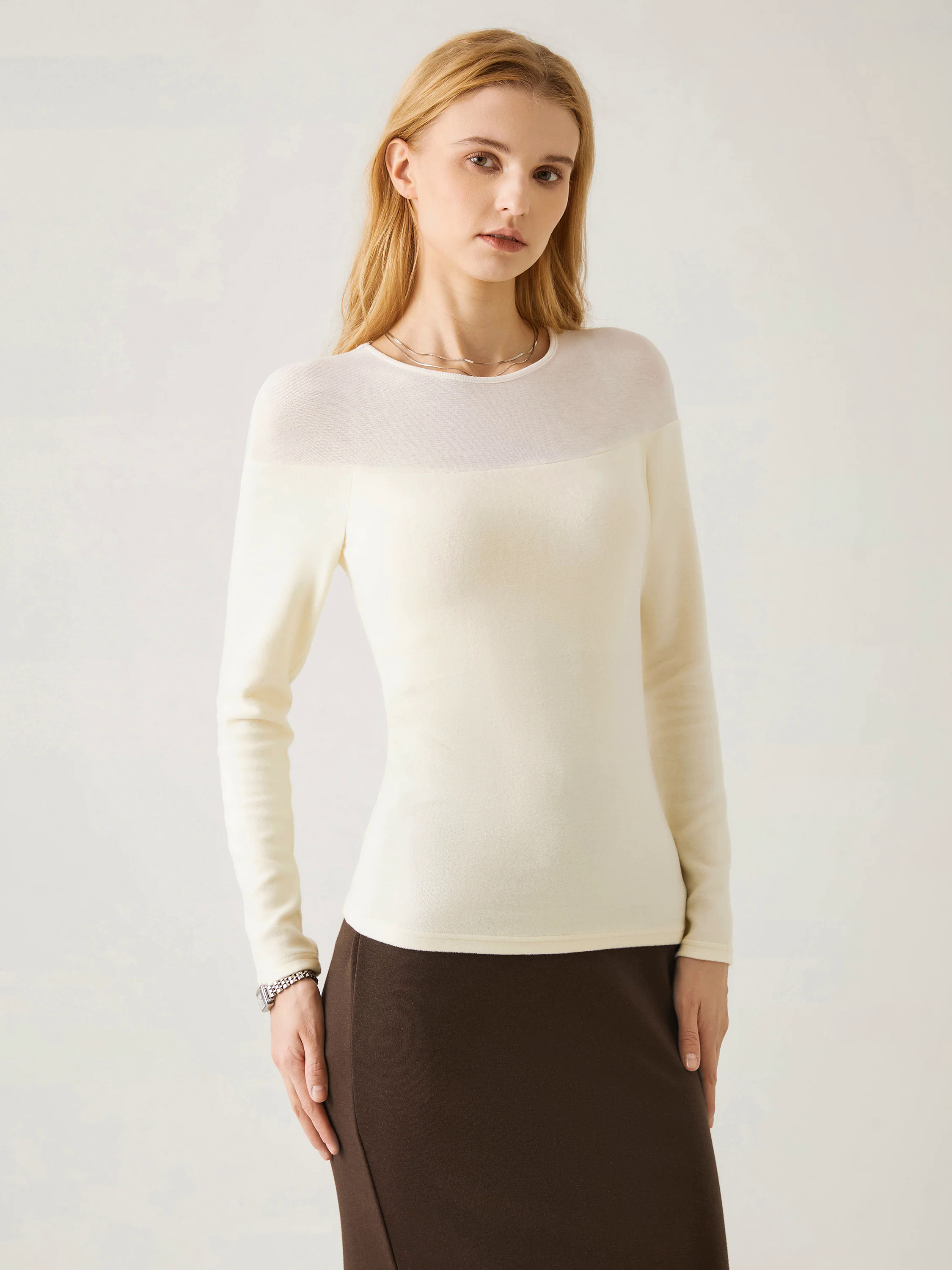 Tencel Wool Sheer Shoulder Brami Top Tencel Wool Sheer Shoulder Brami Top
