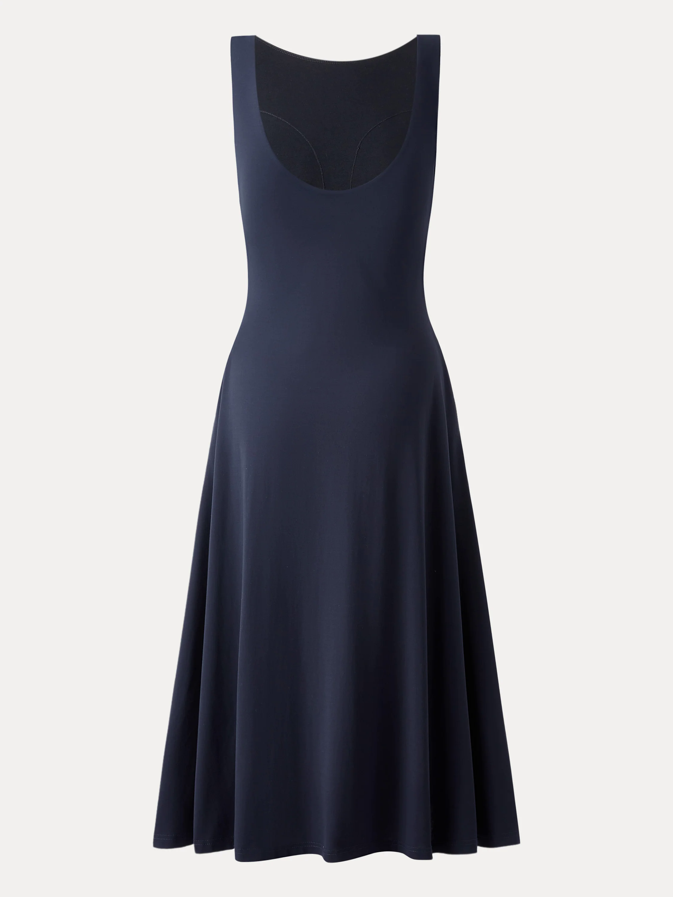 Boatneck Flared Midi Brami Dress with Pockets Boatneck Flared Midi Brami Dress with Pockets