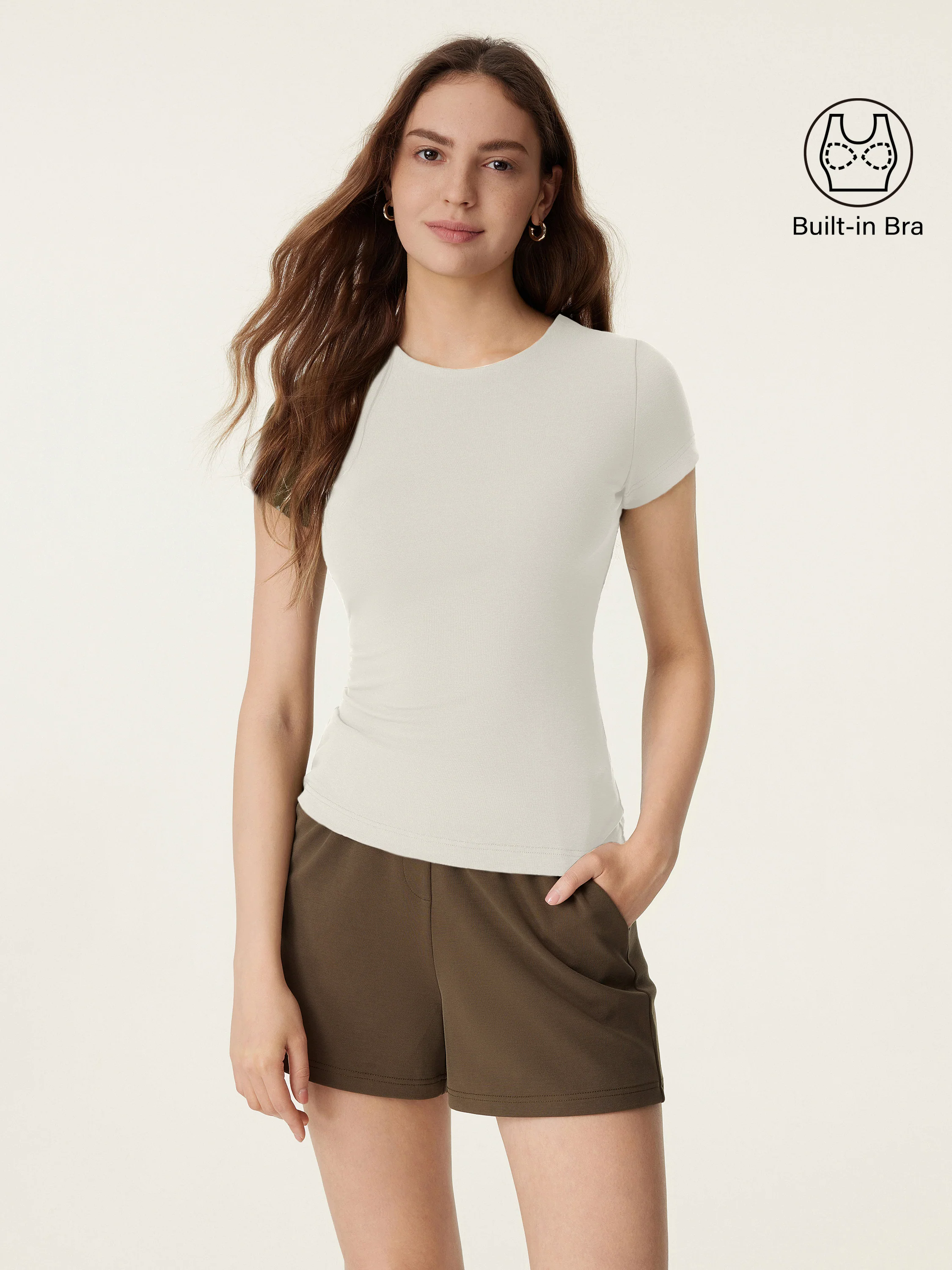 Crewneck Slimming Short Sleeve New Airy Brami Crewneck Slimming Short Sleeve New Airy Brami