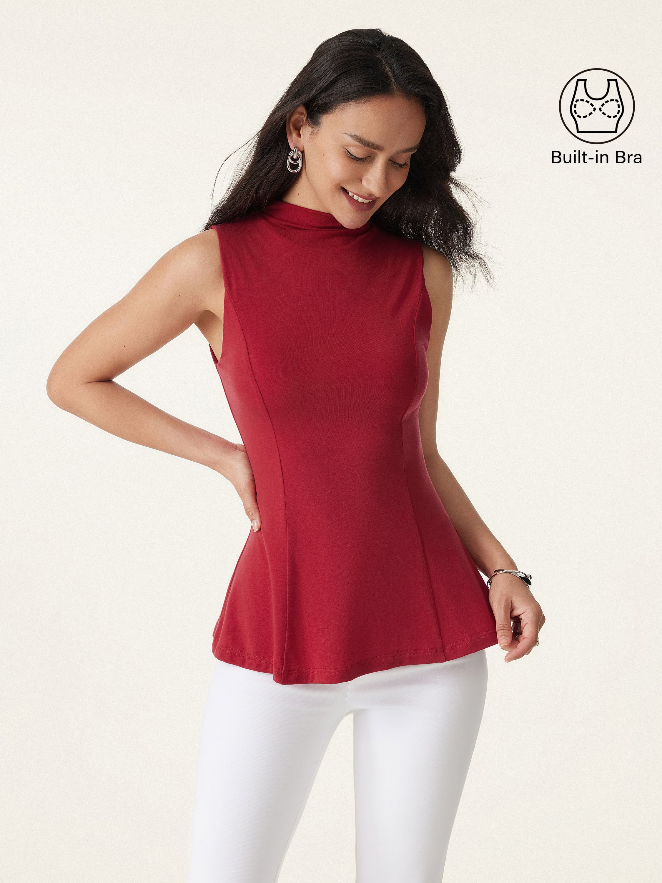 Tencel Silky Mockneck Flared Sculpt Brami Tank Tencel Silky Mockneck Flared Sculpt Brami Tank
