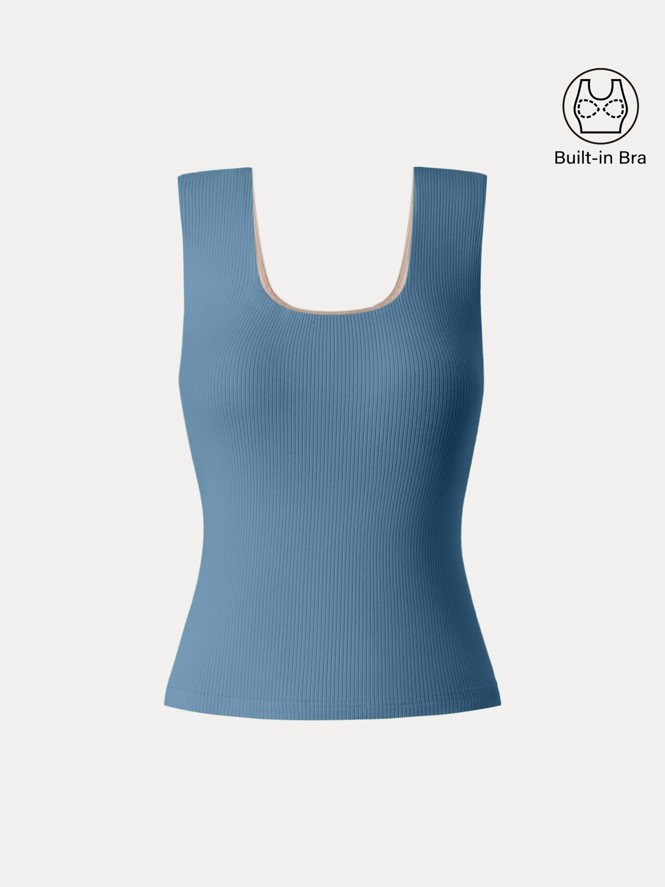 Stretch Cotton Wide Strap Ribbed Brami Tank Stretch Cotton Wide Strap Ribbed Brami Tank