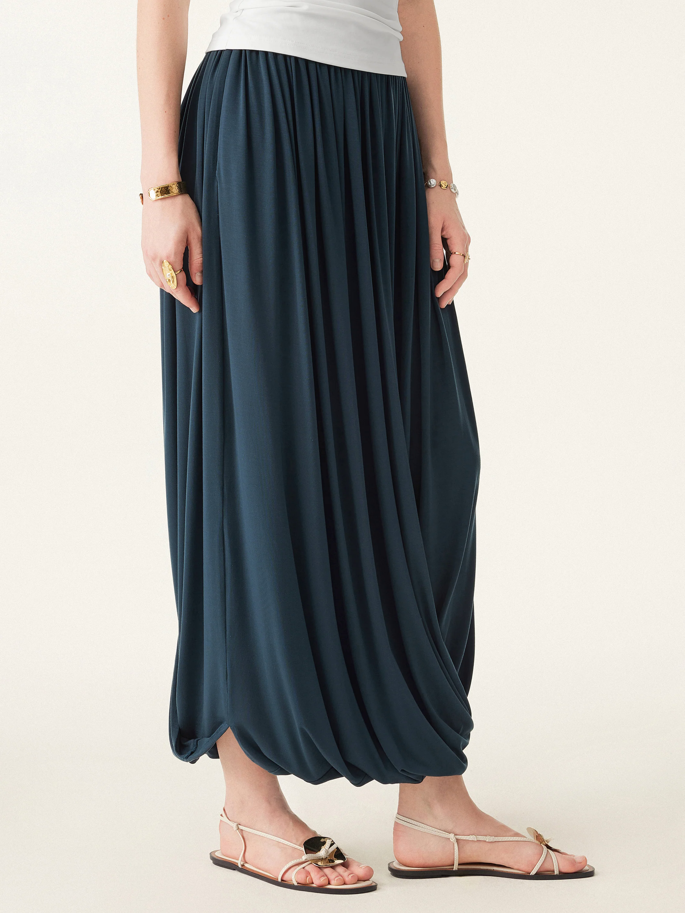 Artsy Twisted Hem Maxi Pull-on Skirt Artsy Twisted Hem Maxi Pull-on Skirt