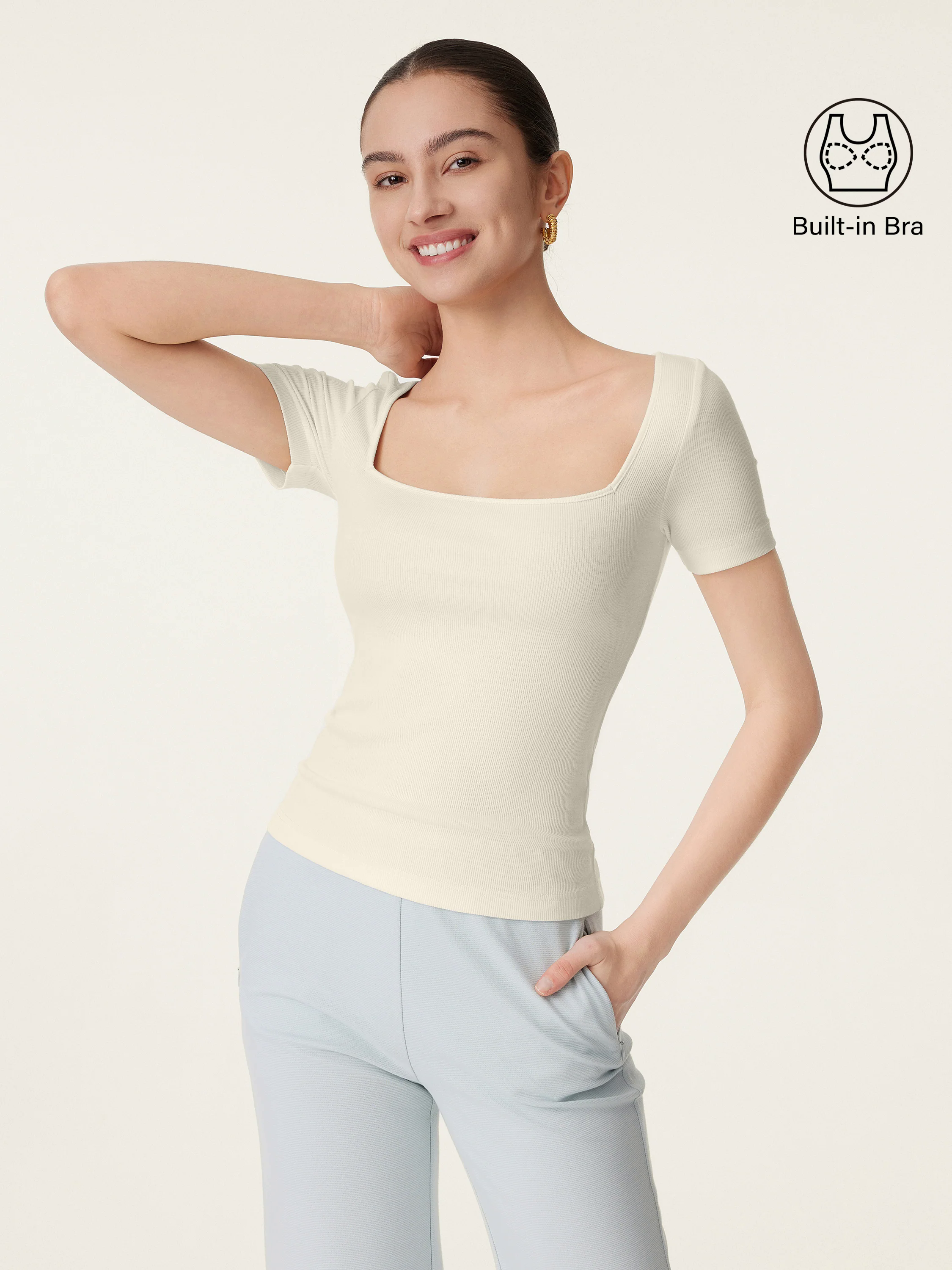 Square Neck Short Sleeve Cotton New Airy Brami Square Neck Short Sleeve Cotton New Airy Brami