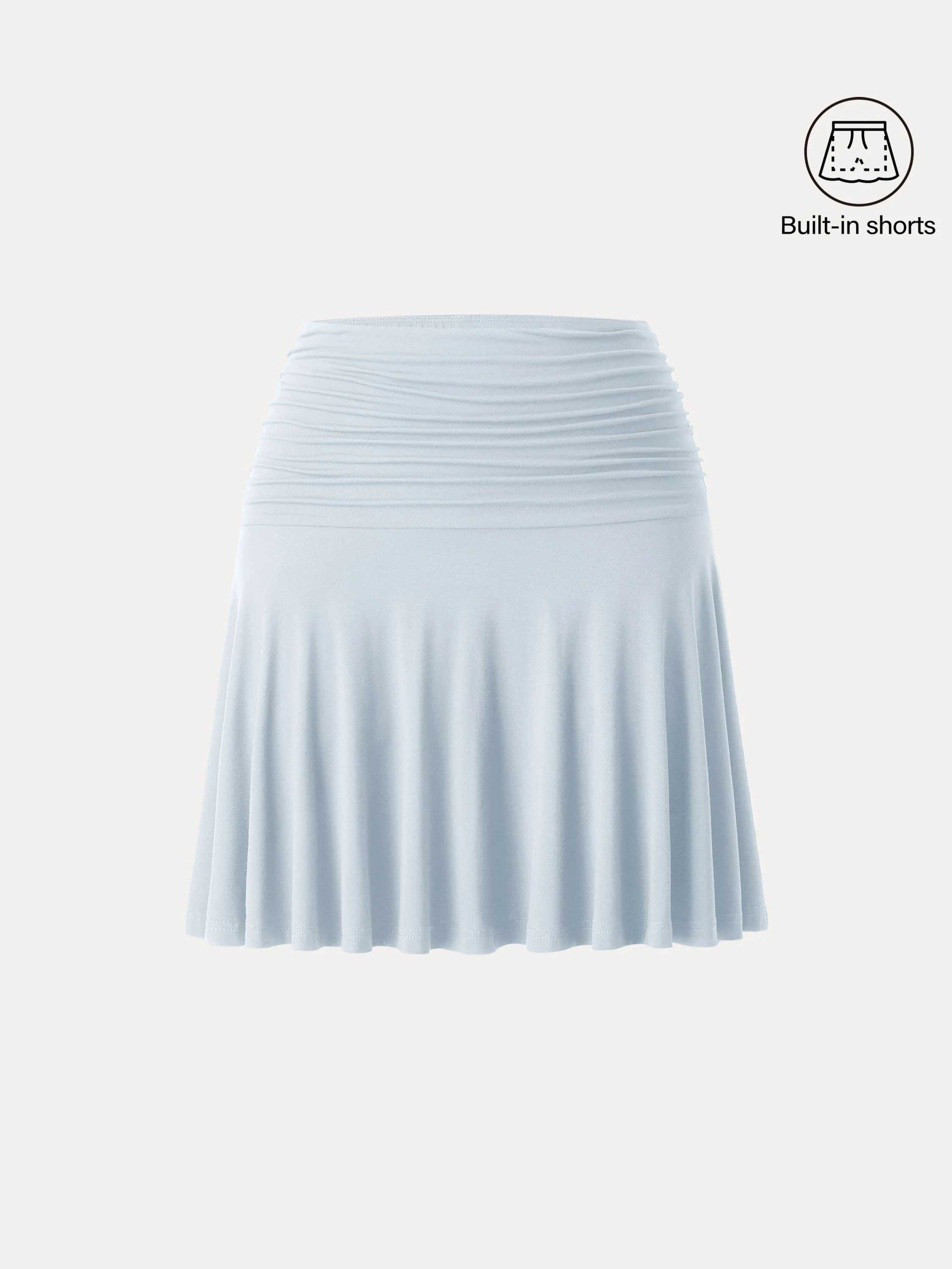 Essential Ruched Mini Circle Skirt with Lined Shorts Essential Ruched Mini Circle Skirt with Lined Shorts